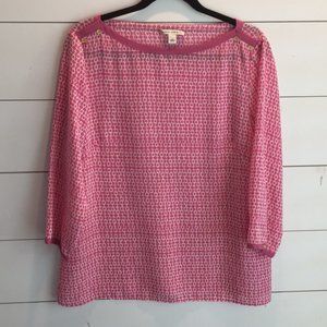 {Banana Republic}Sz L Pink Print Blouse